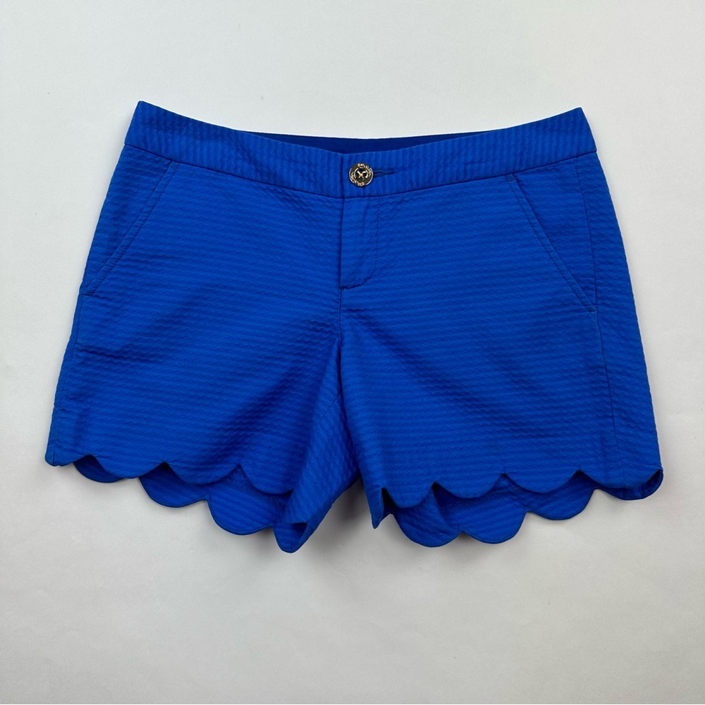 Lilly Pulitzer The Buttercup Scalloped Shorts in Blue Stripe Size 0